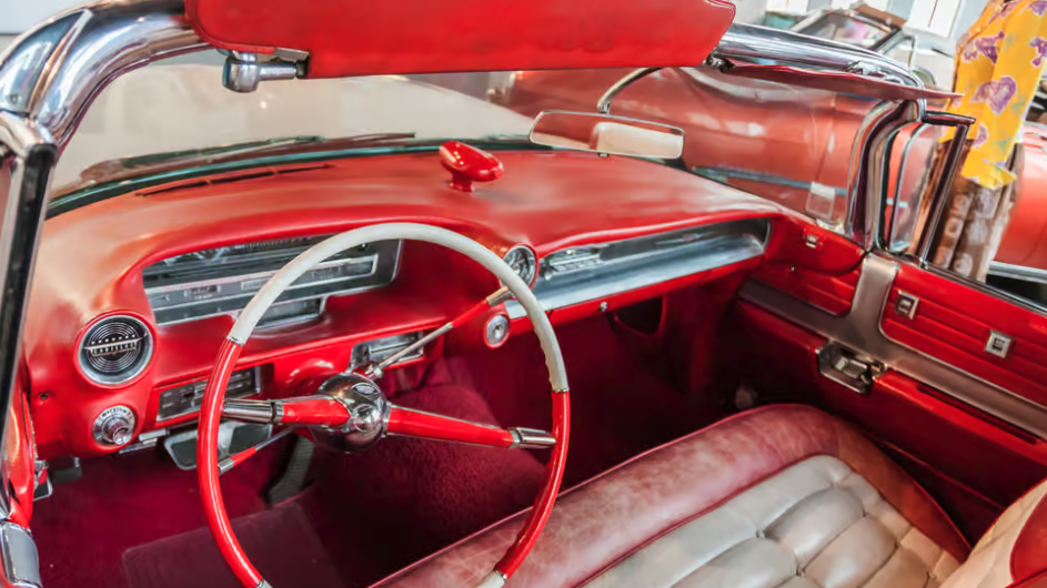 inside a car at the malaga automobile museum